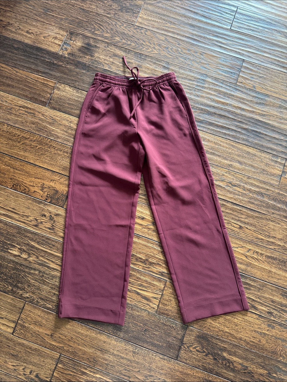 Womens Casual Drawstring Pants in Burgundy